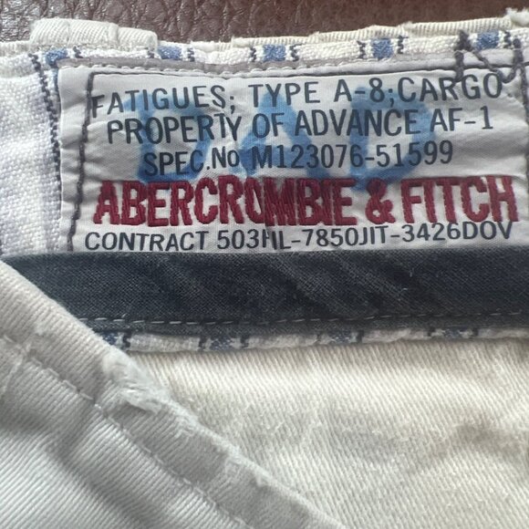 Abercrombie & Fitch Mens Kakhi Cotton Cargo Shorts 32 Waist With Pockets Y2K 90s - Picture 5 of 11